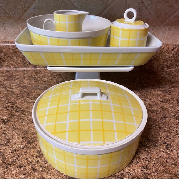 Yellow Plaid from Tastesetter Collection Set of 5, Mid-Century Vintage - Picture 3 of 15